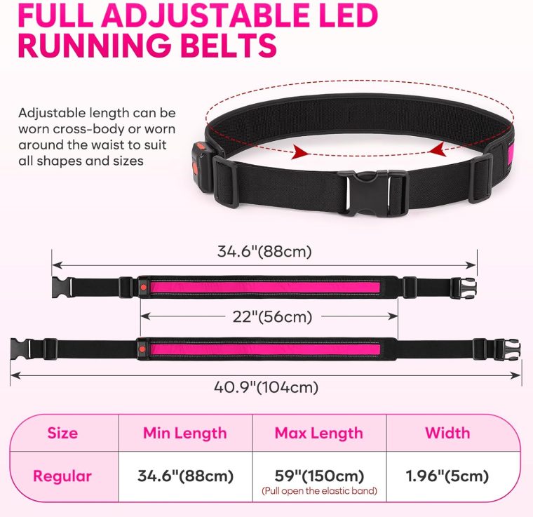 Illumifun LED Running Belt - USB Rechargeable Light Up Sash, High-Visibility Elastic Waistband Light for Running Cycling Hiking Camping Nighttime Activities - Image 5