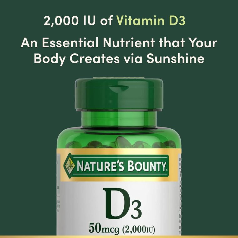 Nature's Bounty Vitamin D3 2000 IU | Supports Immune Health, Calcium Absorption & Bone Strength | Essential for Healthy Bones| Non-GMO, No-Gluten | 350 Softgels, 1 Serving Per Day for Daily Health - Image 3