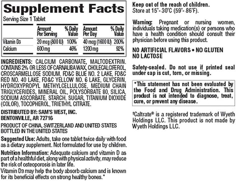 UiiWout hqwedc Member's Mark 600mg Calcium + D3 Dietary Supplement (600 Count) - Image 2