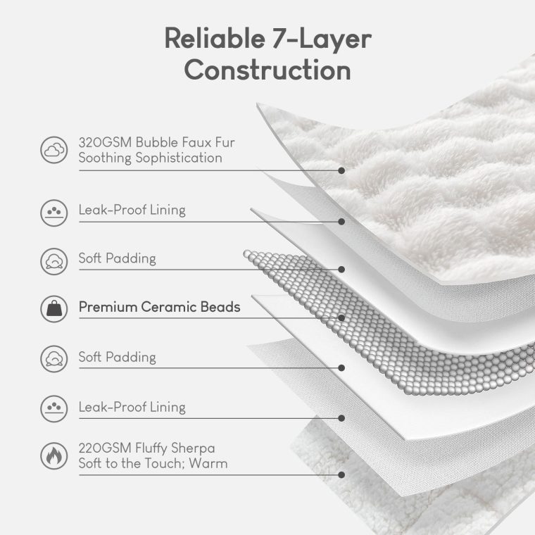Cottonblue Weighted Blanket 15lbs Bubble Faux Fur Plush Sherpa Weighted Blankets for Adults, Fits Queen Size Bed, Cute Fuzzy Warm Heavy Blanket for Calm and Better Sleep, 60"x80", Cream White - Image 5