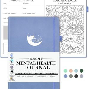 Mental Health Journal, 91-Day Self Care Journal for Women Men, Guided Anxiety & Stress Relief Journal with Mood Tracker, Cognitive Behavioral Therapy Journaling with Mental Health Coloring Pages & Dream Log
