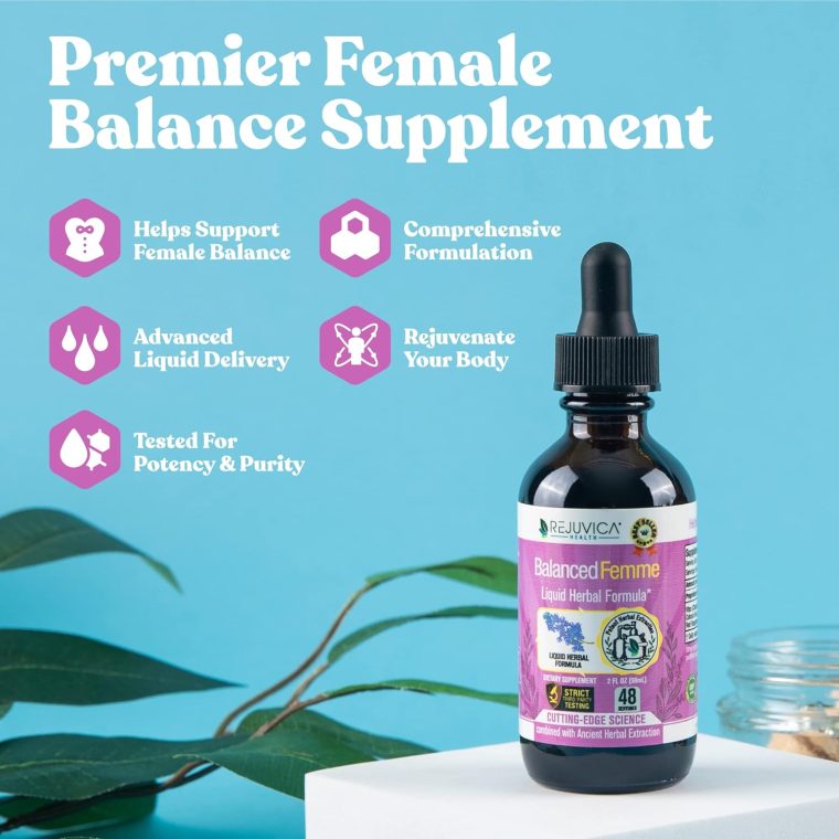 Balanced Femme Natural PMS and Menopause Support for Hot Flashes with Black Cohosh - All-Herbal Liquid Blend - Image 3