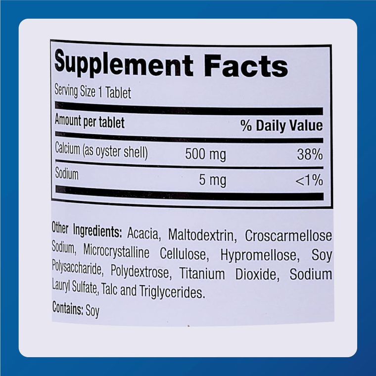 Major Oyster Shell Calcium 500 mg - Daily Calcium Supplement - 300 Tablets (1 Pack) - Image 5