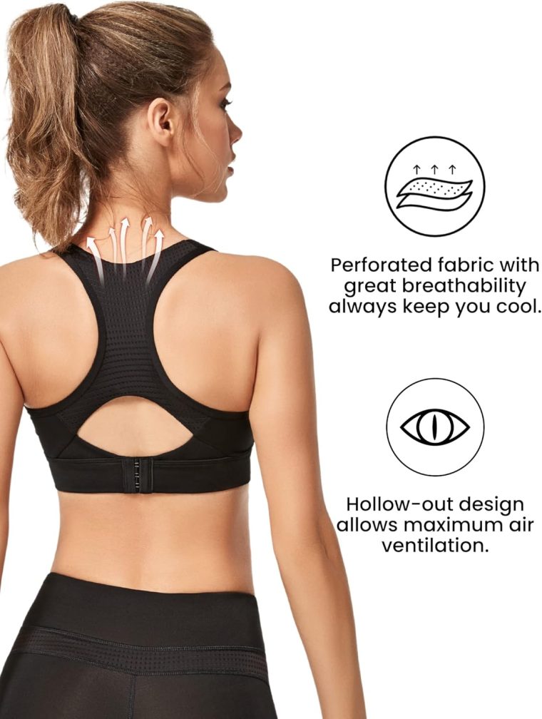 Yvette Sports Bras for Women High Impact Racerback Workout Bra for Running for Plus Size - Image 2