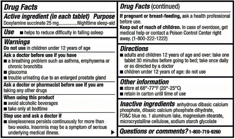 berkley jensen Sleep Aid (192 Tablets) - Doxylamine Succinate 25 mg Nighttime Sleeping Pills, Non Habit-Forming, Easy to Swallow Sleep-Aid - Image 6