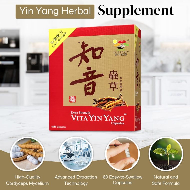 Vita Green Yin Yang Cordyceps Mycelium Herbal Supplement - Supports Respiratory Wellness, Energy, and Liver & Kidney Health - 60 Capsules - Image 4