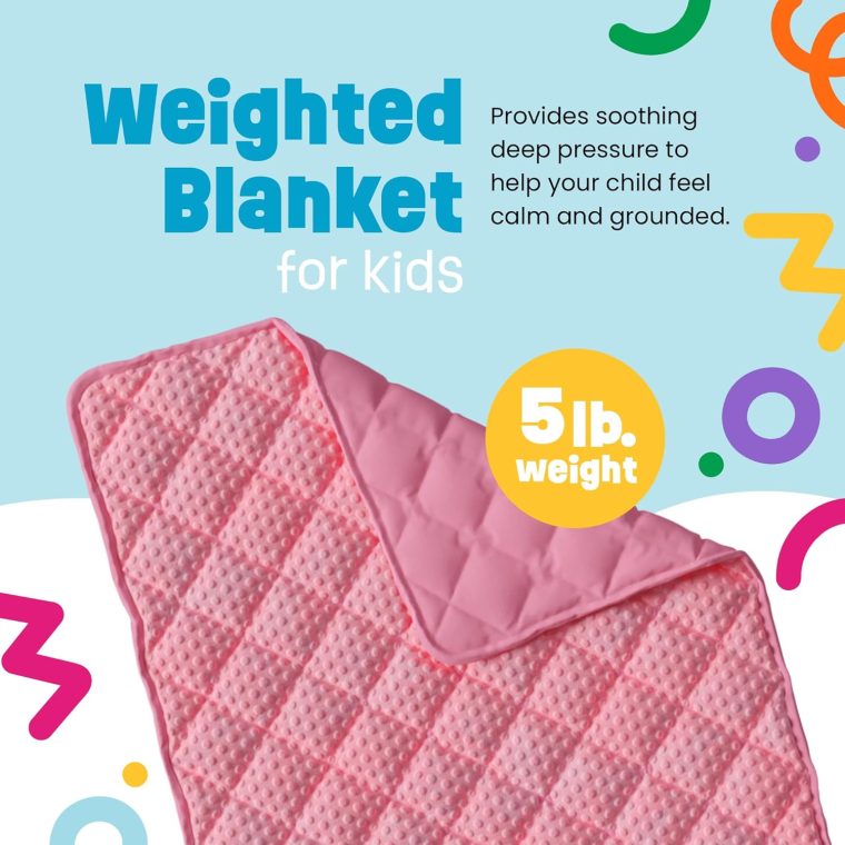5lb Child's Weighted Blanket - Kids Weighted Blanket 5 Pounds (36" x 48") - Cute Dotted Texture Sensory Blanket - 5 lbs Weight Blanket for Kids Ages 4 to 7 - Machine Washable, Travel Friendly (Pink) - Image 2
