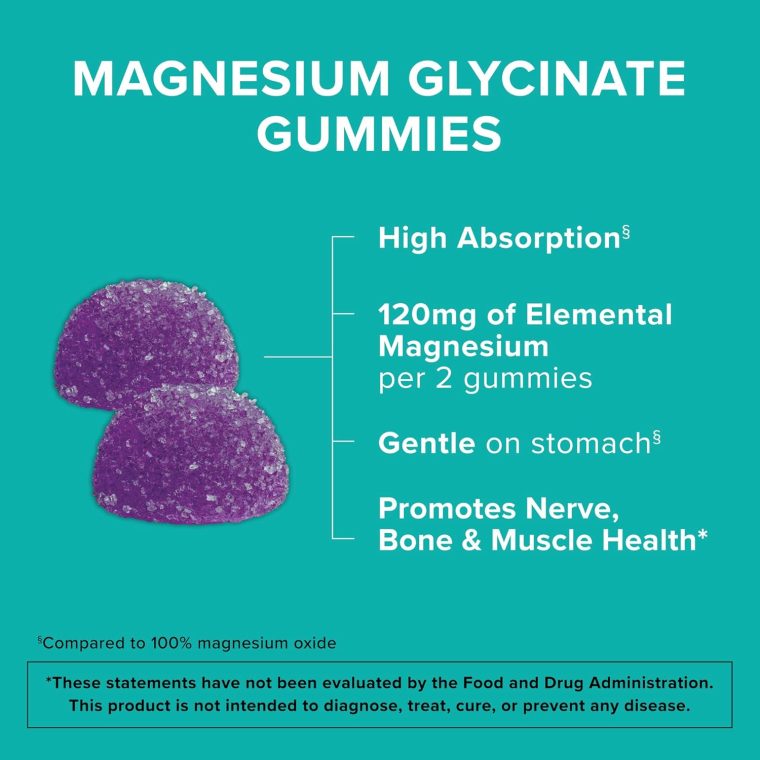 Qunol Magnesium Glycinate Gummies, 120mg of Magnesium Glycinate, High Absorption, Mixed Berry, 90 Count (Pack of 1) - Image 3