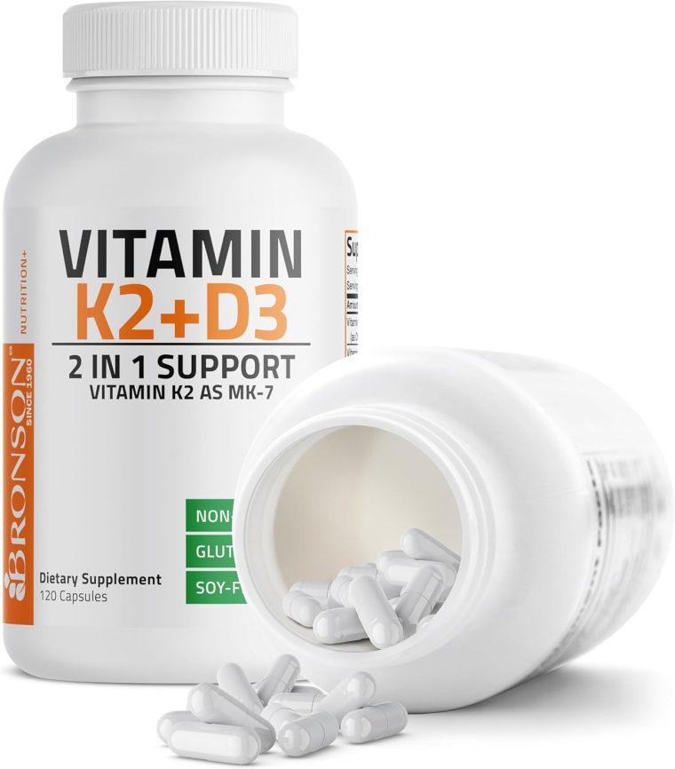 Bronson Vitamin K2 (MK7) with D3 Supplement Non-GMO Formula 5000 IU Vitamin D3 & 90 mcg K2 MK-7 Easy to Swallow D & K Complex, 120 Capsules - Image 6