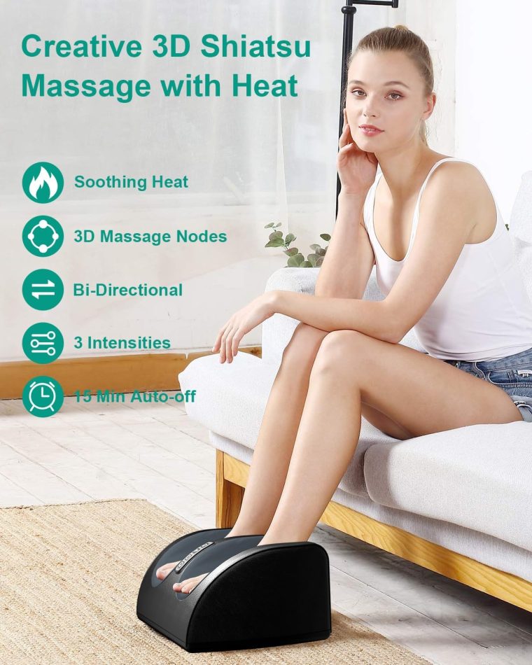Shiatsu Foot Massager Machine with Heat, Foot and Calf Massager with Massage Roller, Deep Tissue Massager for Plantar Fasciitis, Pain Relief, Promotes Blood Circulation, Gifts for Women & Men - Image 4