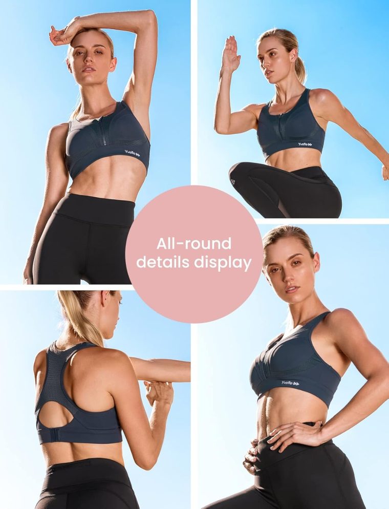 Yvette Sports Bras for Women High Impact Racerback Workout Bra for Running for Plus Size - Image 5