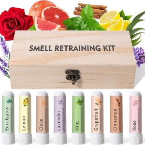 Smell Training Kit - 8 Essential Oils Therapy, Olfactory Training with Lemon, Clove, Eucalyptus, Rose - Natural Smell Retraining Kit for Anosmia Support