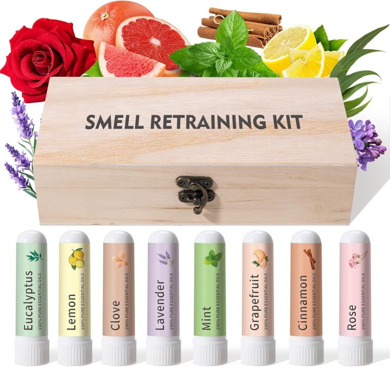 Smell Training Kit - 8 Essential Oils Therapy, Olfactory Training with Lemon, Clove, Eucalyptus, Rose - Natural Smell Retraining Kit for Anosmia Support