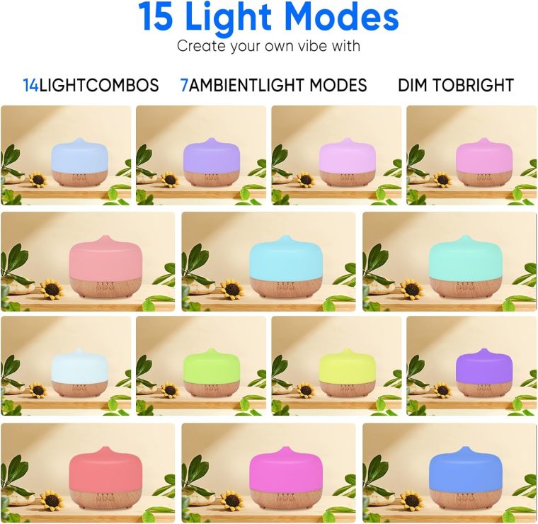 HAPPTWS 1000ml Essential Oil Diffuser - Remote Control Aromatherapy Diffuser 7 Color Changing LED for Large Room Home - Image 3