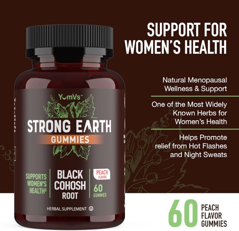 YUM-V'S Strong Earth Black Cohosh Root, Black Cohosh Gummies (60 Count) Natural Extract Menopause Supplements, Menopause Relief, Night Sweats & Hot Flashes for Women, Multi Relief - 50mg - Image 2