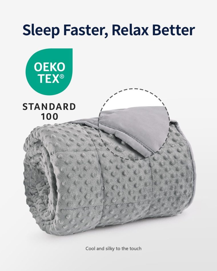 Mr. Sandman Weighted Blanket for Adults Queen, Minky Dots Heavy Blanket for Woman,Man Sleeping/Calm, Soft, Cozy and Cooling Weighted Throw Blankets, Machine Washable, 60 x 80in, 15 Pounds, Grey - Image 5