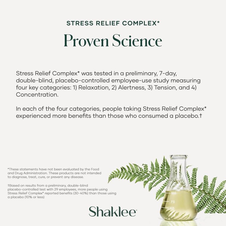 Shaklee - Stress Relief Complex - Calming Blend of L-theanine, Ashwagandha, Beta-sitosterol, and L-tyrosine - Promotes Relaxation without Drowsiness - 1 Caplet Daily - Adults Supplement - 30 Caplets - Image 8