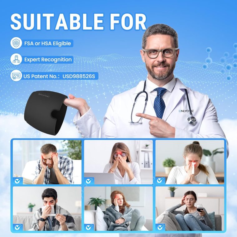 ONLYCARE Migraine Relief Cap,Soothing Migraine Mask,Upgraded Odorless Gel Ice Head Wrap, Hot and Cold Therapy, FSA or HSA Eligible Headache Ice Pack for Tension and Stress(Black) - Image 7