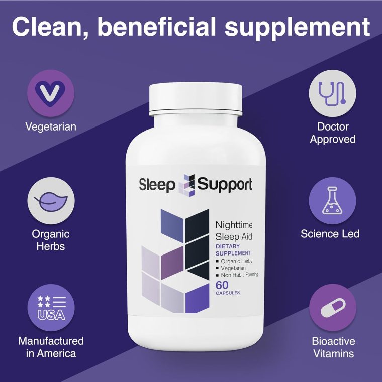 SleepSupport - Natural Sleep Aid for Adults to Help Promote Calm and Relaxation - Organic Sleep Supplement with Ashwagandha, Valerian Root, Magnesium, Melatonin, Glycine, L-Tryptophan - 60 Capsules - Image 4