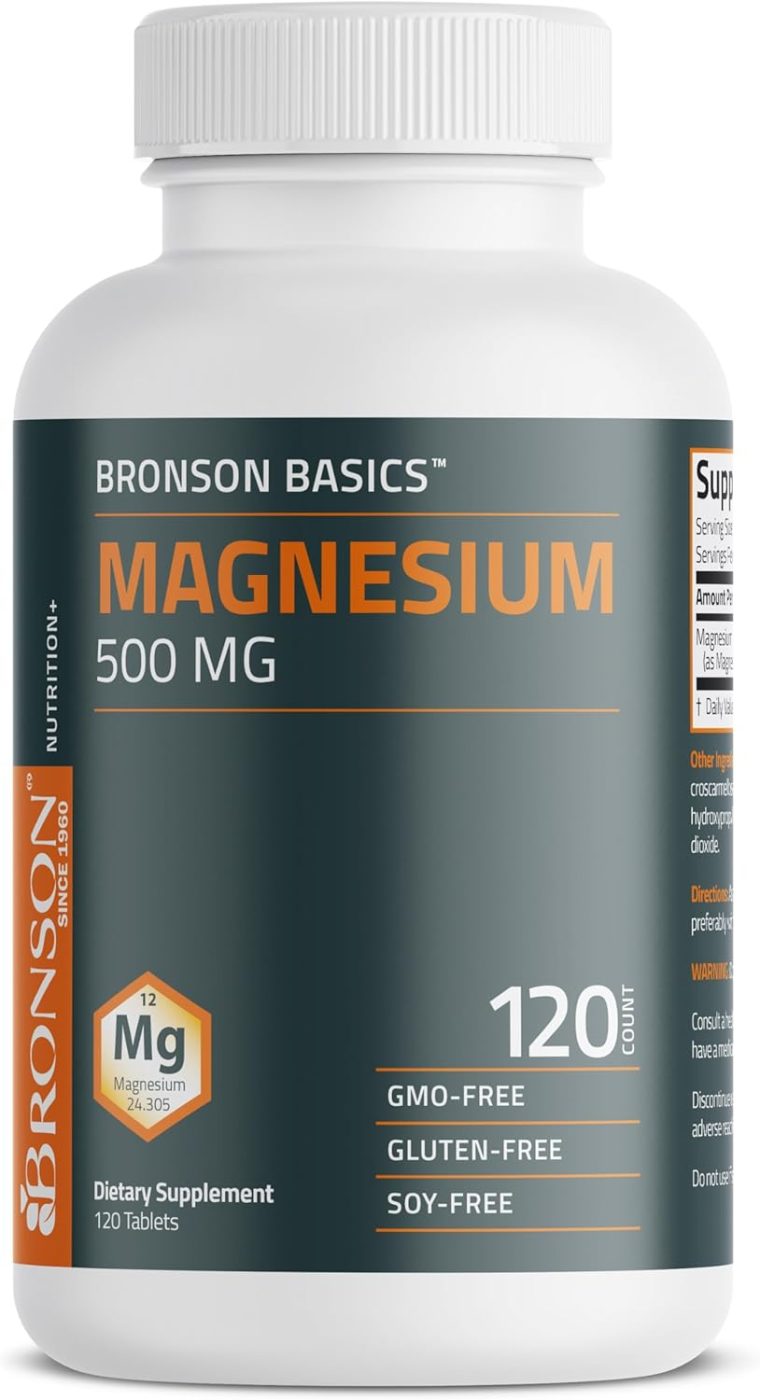 Bronson Magnesium 500 MG Supports Bone & Muscle Health & Nervous System Support - Non-GMO, 120 Vegetarian Tablets - Image 5