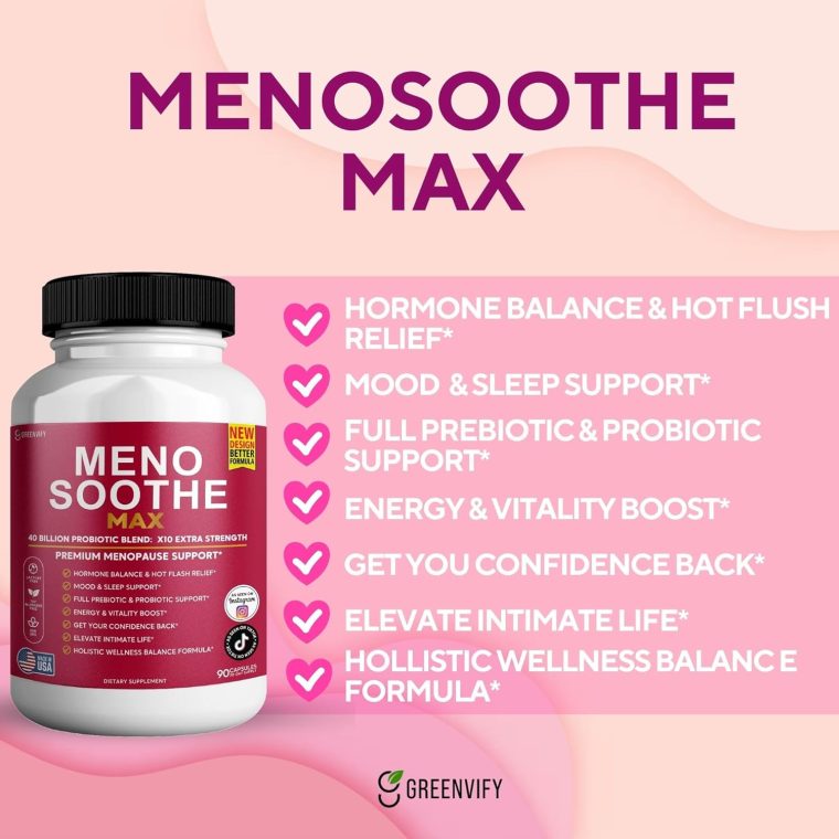 MenoSoothe Max | Premium Menopause Support Supplement | Hormone Balance, Mood & Sleep Aid | Probiotic Blend | 90 Capsules (1) - Image 6