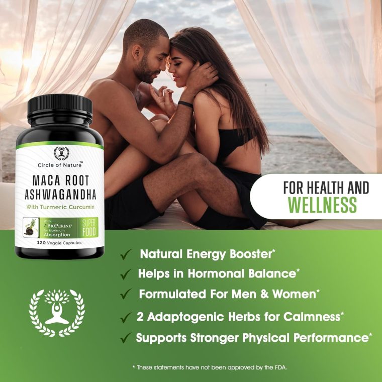 Maca Root, Ashwagandha Root Extract, Capsules for Men & Women with Turmeric Curcumin and Bioperine 120 Capsules Made in USA - Image 2