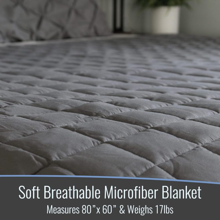 DMI Microfiber Weighted Blanket Queen Size | 17 lb Heavy Blanket | 80" x 60" Breathable | Soft Microfiber with Glass Beads | Grey - Image 4