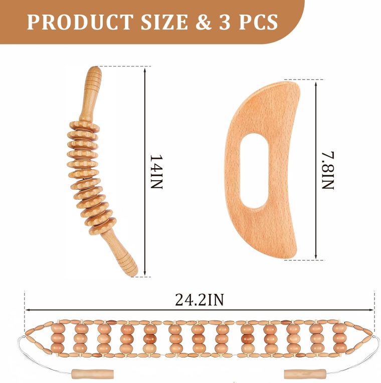 3PCS Wood Therapy Massage Tools, Lymphatic Drainage & Body Sculpting Wooden Massager, Maderoterapia Anti-Cellulite Tool for Deep Tissue Massage, Pain Relief & Muscle Recovery - Image 2