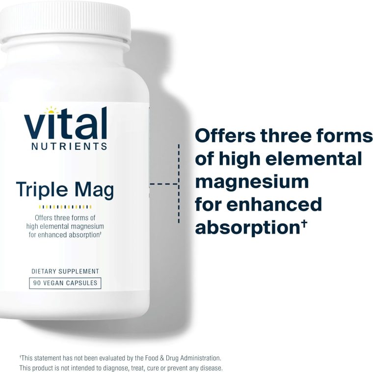 Vital Nutrients Triple Magnesium Complex Supplement | Vegan Magnesium Glycinate, Malate & Oxide 250mg | Easily Absorbed Magnesium Supplement for Stress, Muscle, Heart, Bone Support | 90 Capsules - Image 3