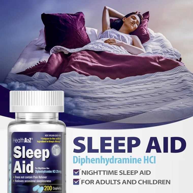 HealthA2Z Sleep Aid 200 Caplets | Diphenhydramine HCl 25mg | Regular Strength Sleeping Pills | Safe & Non-Habit-Forming - Image 6