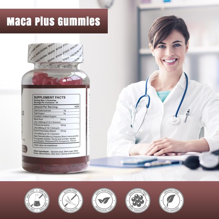Maca Plus Gummies, 1500mg Big Booty Enhancer with Black Maca Root & Dong Quai Extract, 60 Count - Image 7
