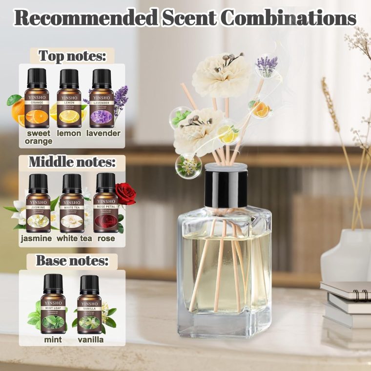 Reed Diffuser Making Kit- DIY Flower Reed Diffuser Set for Home with Essential Oil, Sticks, Glass Bottle, Air Fresheners for Home Office Bathroom Shelf Aromatherapy Decor Gifts for Women & Men - Image 3