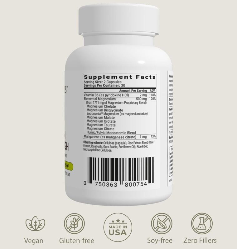 BIOptimizers Magnesium Breakthrough Supplement 4.0-7 Forms of Mg: Glycinate, Malate, Citrate, and More - Natural Support for Sleep and Cognitive Function - 60 Capsules- Calming Vitamins Complex - Image 9