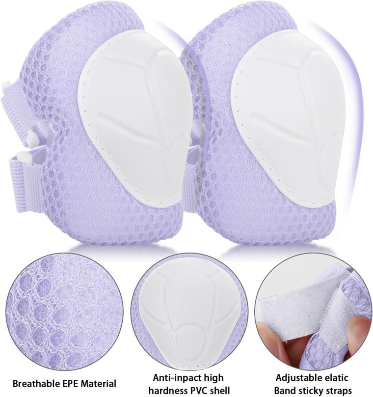 WayEee Kids Bike Helmet Set Skateboard Knee Pads, Helmet Pad Set Protective Gear Set Adjustable for Girls Kids 3-10 Helmet Elbow Pads Wrist Guards for Sport Cycling Bike Roller Skating Scooter - Image 5