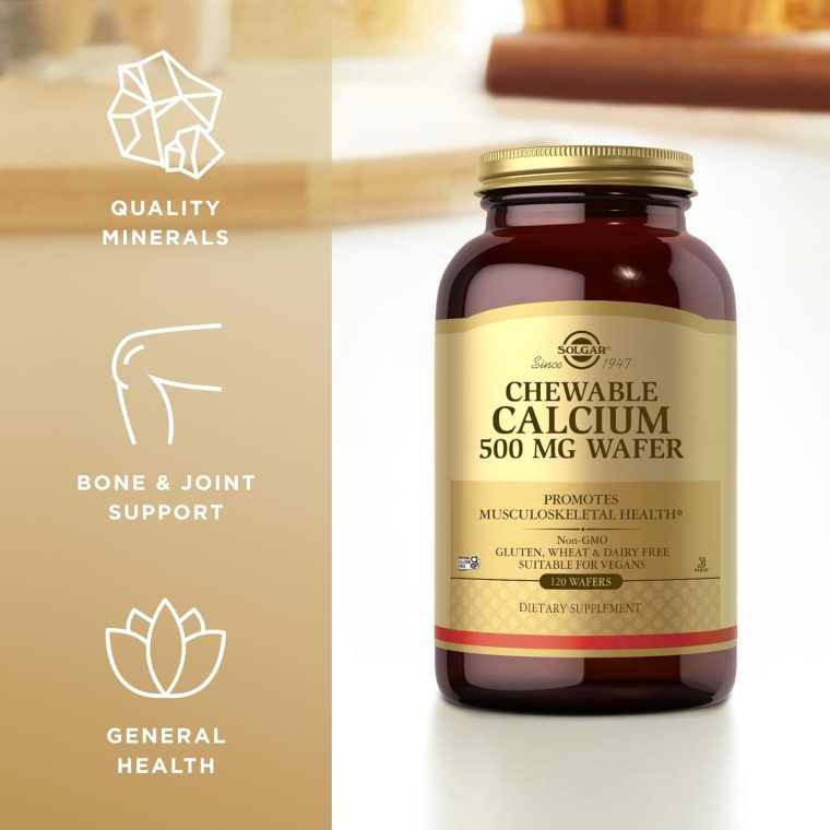 Solgar Chewable Calcium 500 mg - 120 Wafers - Promotes Musculoskeletal Health - Non-GMO, Vegan, Gluten, Wheat & Dairy Free, Kosher - 60 Servings - Image 4