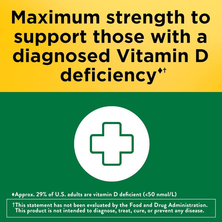 Nature Made Maximum Strength Vitamin D3 10000 IU (250 mcg), Dietary Supplement for Bone, Teeth, Muscle and Immune Health Support, 60 Softgels, 60 Day Supply - Image 3