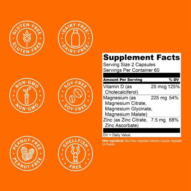 Live Conscious Magwell Magnesium Zinc & Vitamin D3 - Magnesium Glycinate, Malate, & Citrate - Triple Supplement for Women & Men - for Sleep, Bone, Heart, Immune Support - 120 Caps - Image 5