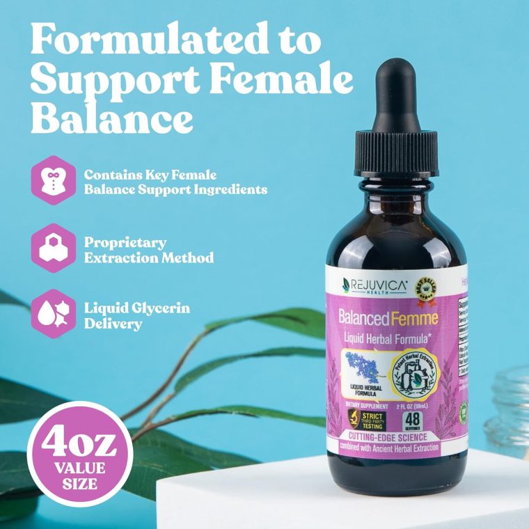 Balanced Femme Natural PMS and Menopause Support for Hot Flashes with Black Cohosh - All-Herbal Liquid Blend - Image 6