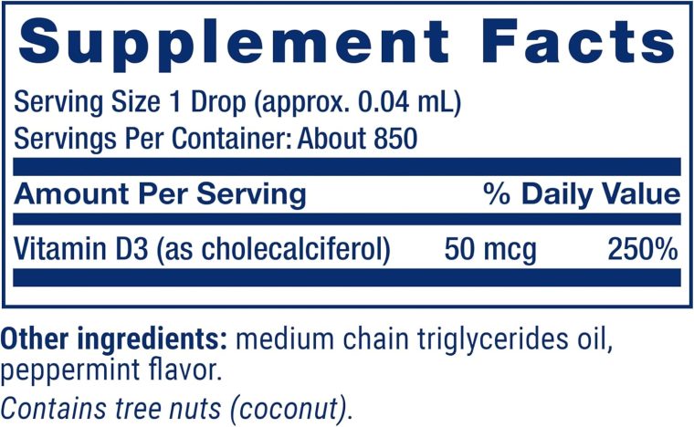 Life Extension Liquid Vitamin D3 (Mint), 50 mcg (2000 IU), Immune System Support, Bone Health, Whole-Body Health, Tasty Peppermint Flavor, Gluten Free, Non-GMO, 29.57 ml - Image 3