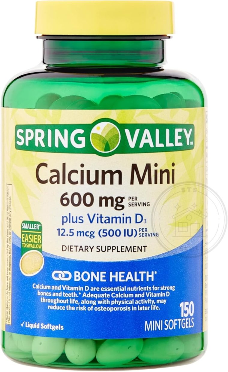 Spring Valley Calcium Plus Vitamin D3 150 Mini Softgels | Calcium Supplement | CaIcium mini softgels | CaIcium 600 mg with Vitamin d3 | 150 Mini Softgels + STS Sticker - Image 4