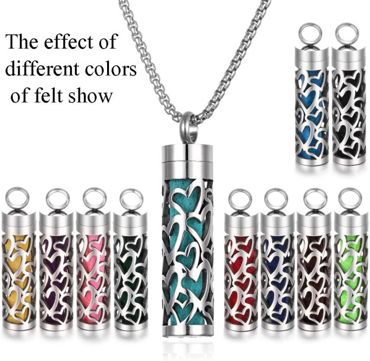 JEAN SMILE Essential Oil Necklace for Women, Aromatherapy Pendant 316L Stainless Steel Diffuser Necklace, Essential Oil Jewelry Gift for Men Women, Christmas, Birthday XN046-13 - Image 4