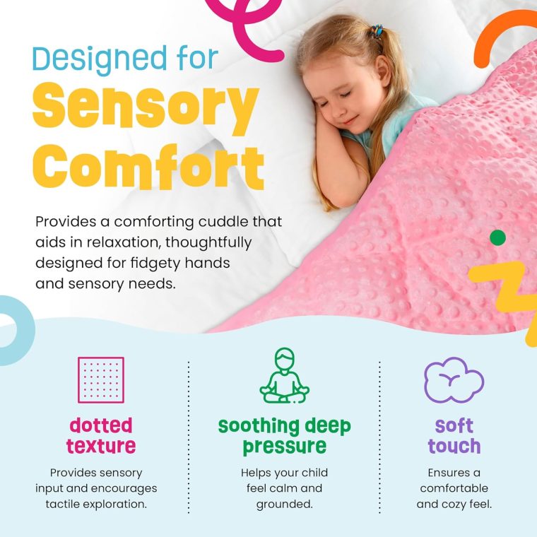 5lb Child's Weighted Blanket - Kids Weighted Blanket 5 Pounds (36" x 48") - Cute Dotted Texture Sensory Blanket - 5 lbs Weight Blanket for Kids Ages 4 to 7 - Machine Washable, Travel Friendly (Pink) - Image 3