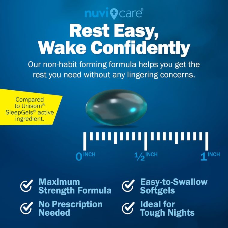 Maximum Strength SleepAid Soft Gels - Nighttime Sleep Aid with Diphenhydramine HCl 50mg - Non Habit Forming Sleeping Pills for Adults - Extra Strong OTC Sleep Aids for Adults (100 Count) - Image 6