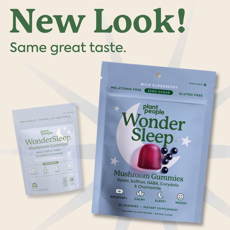 Plant People WonderSleep Mushroom Gummies Supplement for Sleep and Relaxation with Reishi Super Mushrooms, Wild Elderberry Flavor, No Sugar (60 Count) - Image 2
