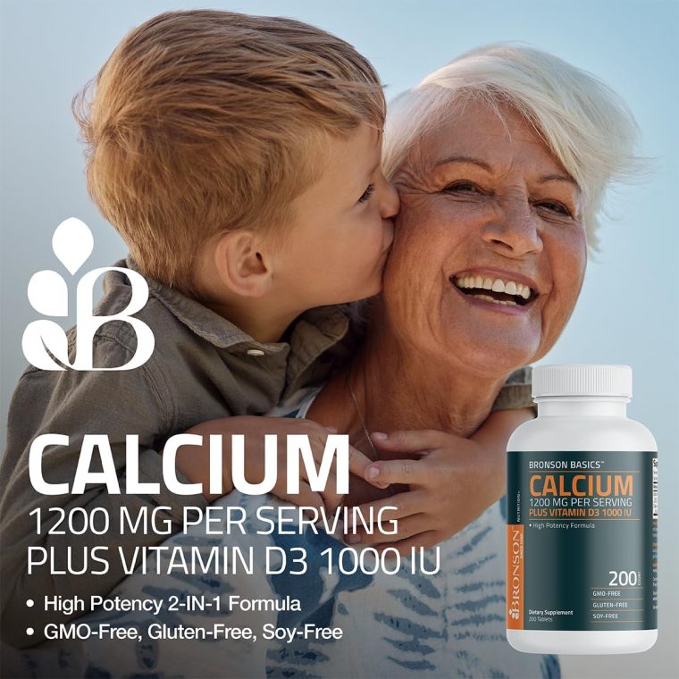 Bronson Calcium 1200mg Per Serving Plus Vitamin D3 1000 IU High Potency Formula, Non-GMO, 120 Tablets - Image 3