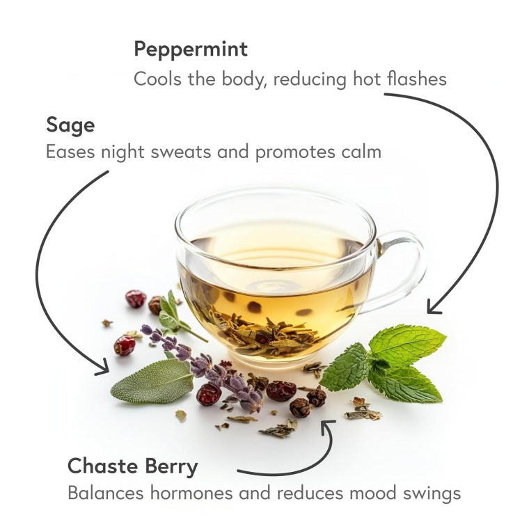 Fabula Menopause Herbal Tea – Organic Herbal Blend for Menopause Support, with Peppermint, Lemon Balm & Black Cohosh – Caffeine-Free, Stress Relief, 20 Biodegradable Sachets - Image 4