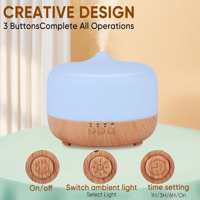 HAPPTWS 1000ml Essential Oil Diffuser - Remote Control Aromatherapy Diffuser 7 Color Changing LED for Large Room Home - Image 2