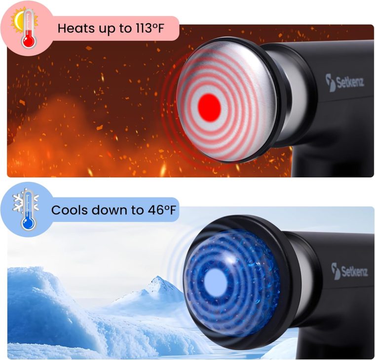 Massage Gun with Heat and Cold Head – FSA HSA Eligible Deep Tissue Massager for Pain Relief – 10 Heads – Quiet, Portable, Hot & Cold Therapy – Muscle Recovery for All - Image 6