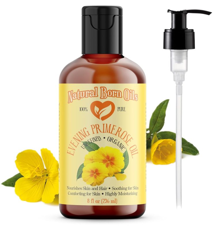 Natural Born Oils Evening Primrose Oil, 8oz, Organic, Cold-Pressed, Omega-6 Rich, Skin Softener, Hair Revitalizer