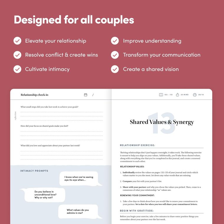 BestSelf Couples Journal for Him and Her 13 Week Marriage workbooks for couples to Grow Love Together - relationship journal for couples, Ideal Couples Gifts - Image 4